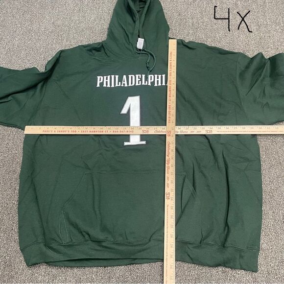 New Philadelphia Eagles Hurts Green Pullover Hoodie Sweatshirt Size 2X-5X - Picture 8 of 10